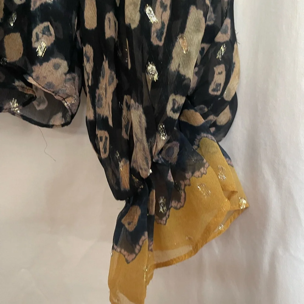 Ulla Johnson Black and Tan Ruffled Blouse - Picture 5 of 6